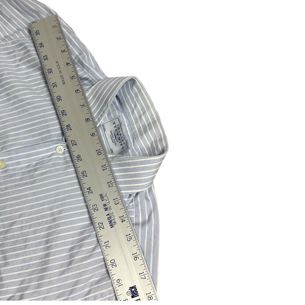 Charles Tyrwhitt Shirt Mens 16.5/33 Blue Stripe Button Up Tailored Fit - Picture 6 of 8